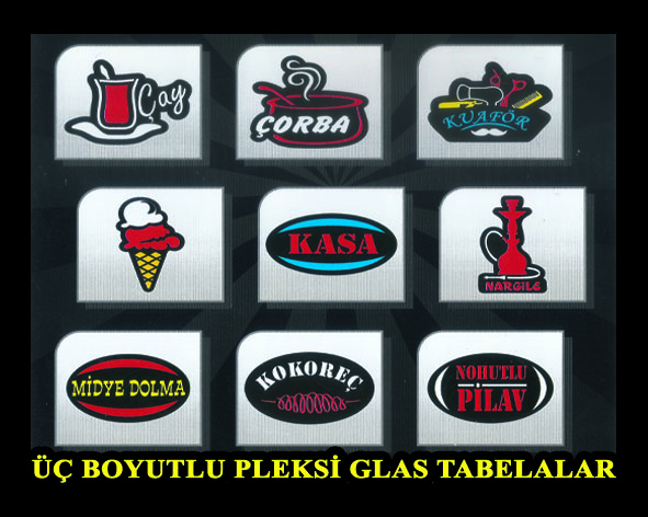 Üç Boyutlu Pleksi Glas Hazır Tabelalar